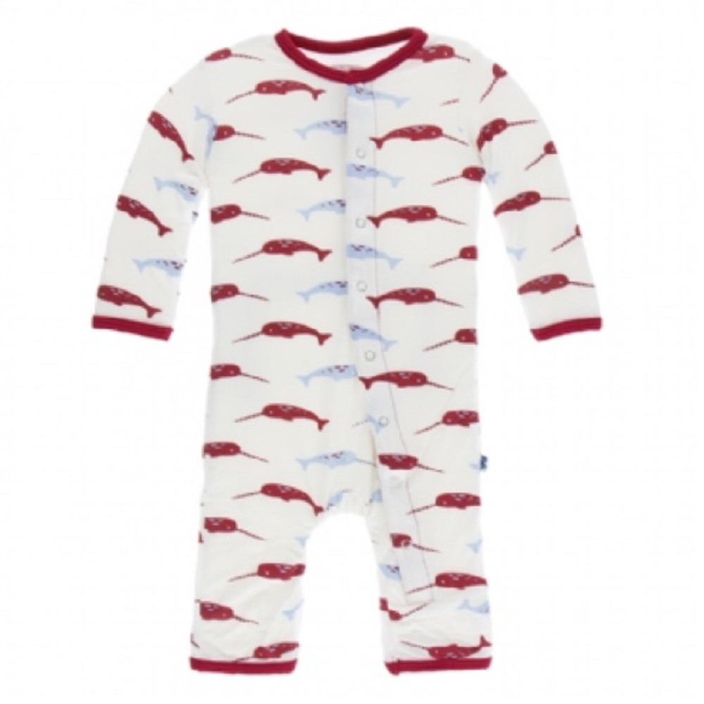 NWT Kickee Pants Narwhal Coverall 12-18m